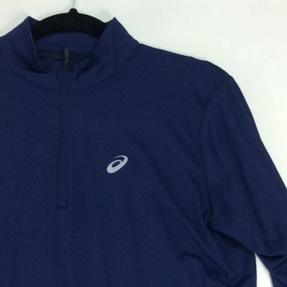 asics Navy Half Zippered Long Sleeves Hoodie - Picture 1 of 8
